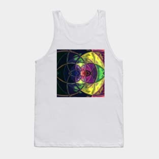 Mosaic Kaleidoscope Flower Purple Green and Yellow Tank Top